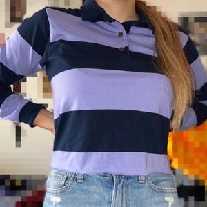 Navy and purple striped shirt